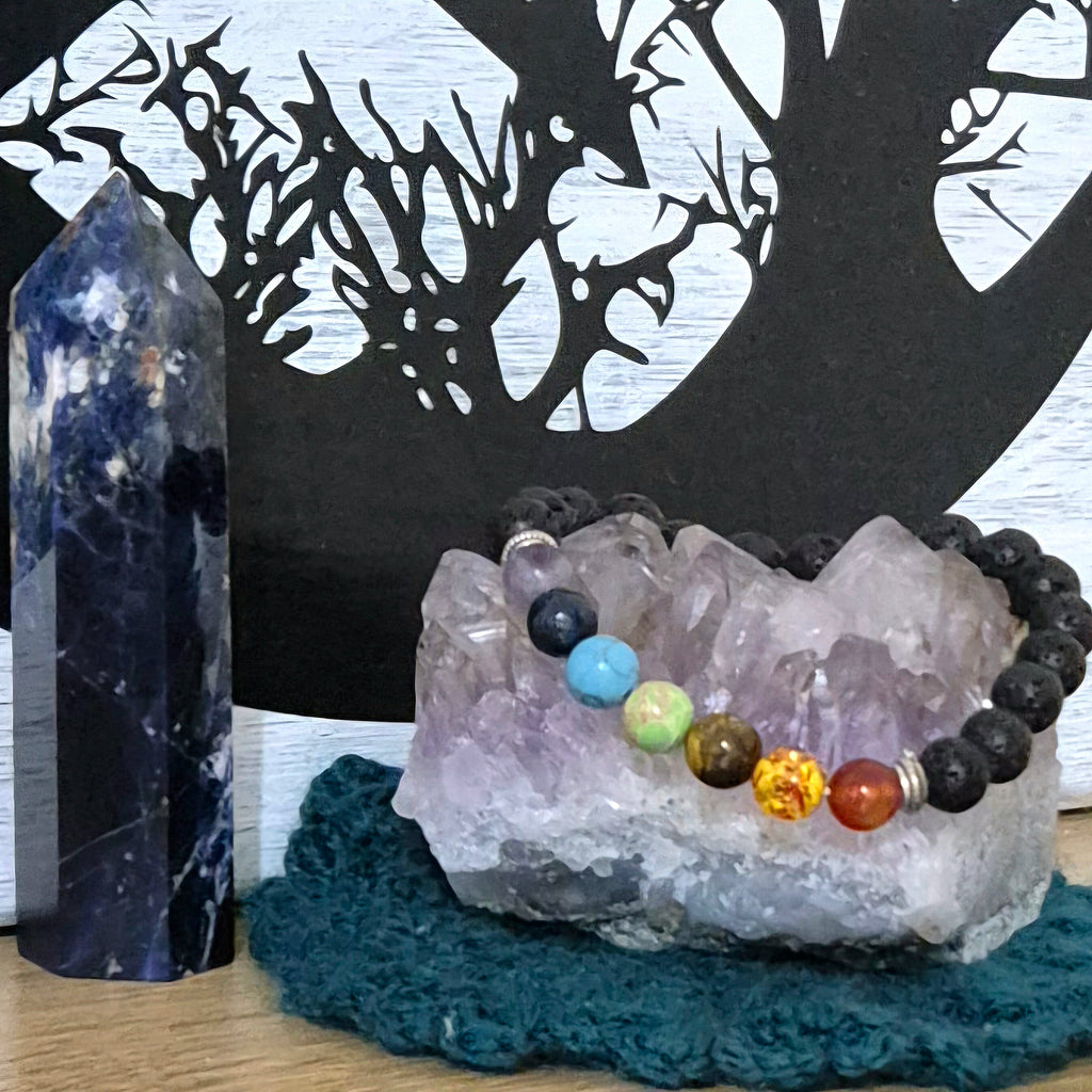 Lava Stone Chakra Bracelet